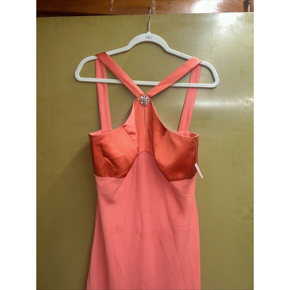 Women, Peach Long Halter  Bridesmaid Dress, Sz 12 New With Tag - Picture 2 of 8